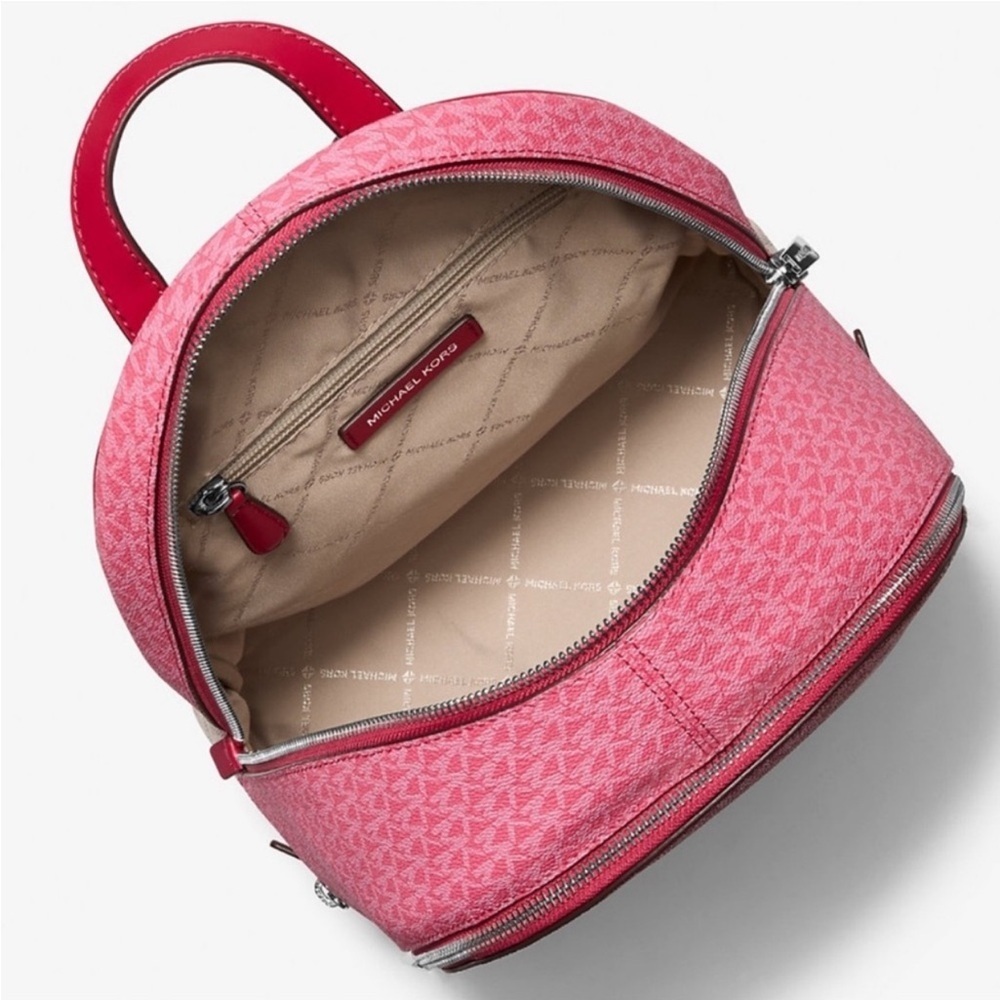 Michael Kors Rhea Medium Color-Block Signature Logo Backpack Dark
Rasberry Multi - Picture 10 of 11